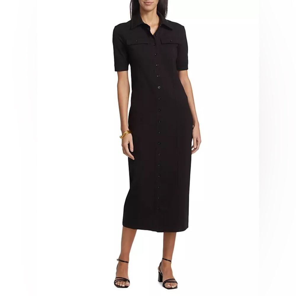 Frame Jersey Utility Shirtdress Maxi Quiet Luxury Classic Capsule Wardrobe Large